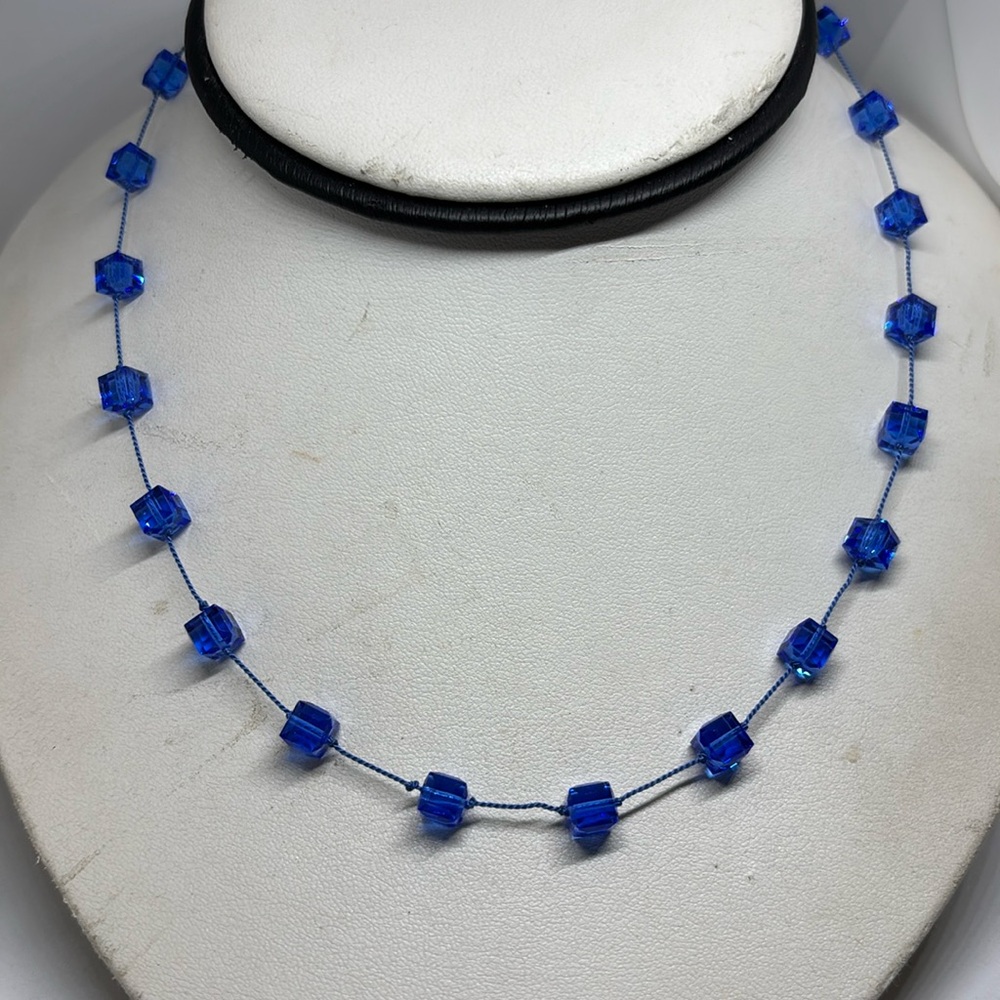 6mm Swarovski 5601 Cube crystal tin cup necklace.